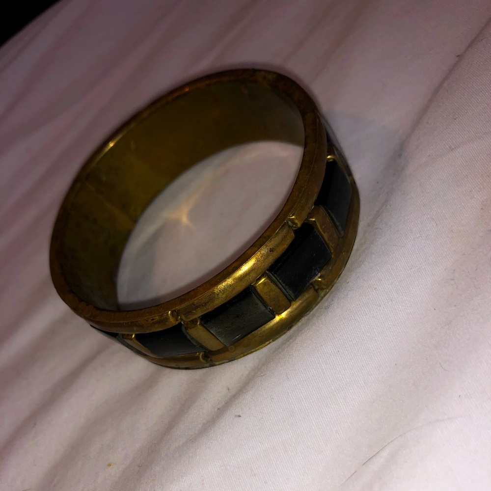Green and copper bangle bracelet